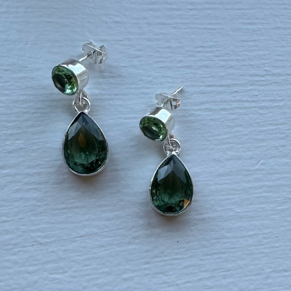 NWOT Sundance Sea Waters Earrings, Green Amethyst, Sterling Silver - Picture 3 of 6
